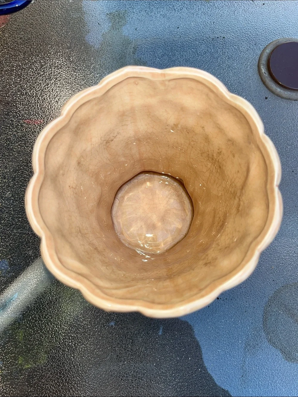 McCoy Peach‎ Ceramic Honeycomb Pebbled Planter with Saucer 5”